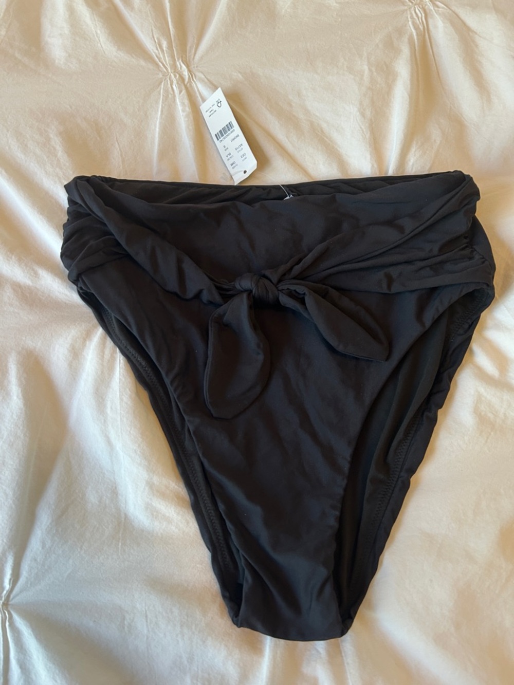 J. Crew Black High-Waist Bikini Bottom with Front Tie